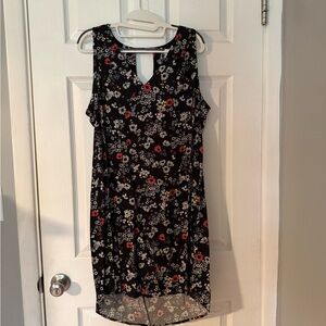Floral Black Sleeveless Dress
